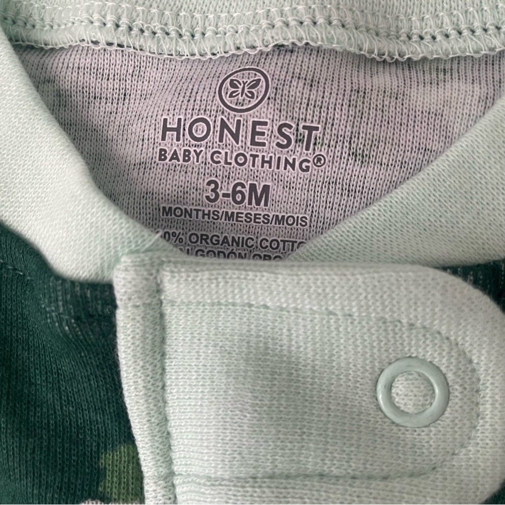 Honest Baby Clothing Organic Cotton Green Christmas Tree Bodysuit Pajamas, 3-6M - Picture 3 of 6